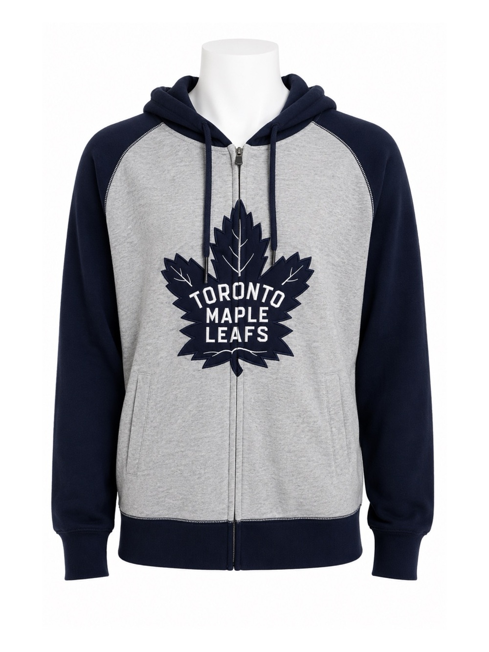 Size XL Toronto Maple Leafs Men’s‎ Full Zip Hoodie NHL Licensed Gray Blue Jacket